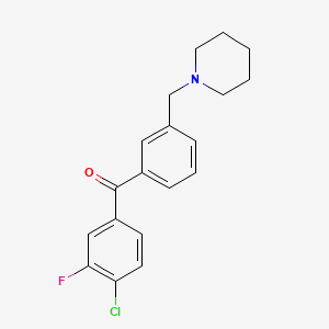 molecular formula C19H19ClFNO B1325658 4-Chloro-3-fluoro-3'-piperidinomethyl benzophenone CAS No. 898793-26-5