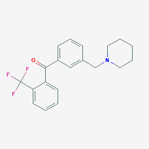 molecular formula C20H20F3NO B1325659 3'-Piperidinomethyl-2-trifluoromethylbenzophenone CAS No. 898793-34-5