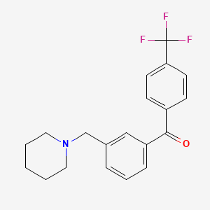 molecular formula C20H20F3NO B1325660 3-Piperidinomethyl-4'-trifluoromethylbenzophenone CAS No. 898793-38-9