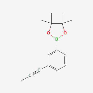 molecular formula C15H19BO2 B13256659 4,4,5,5-Tetramethyl-2-[3-(prop-1-yn-1-yl)phenyl]-1,3,2-dioxaborolane 