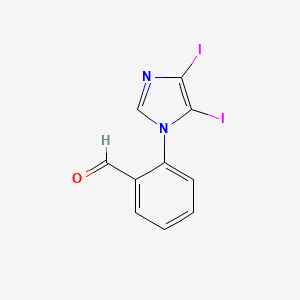 molecular formula C10H6I2N2O B13256675 2-(4,5-Diiodo-1H-imidazol-1-yl)benzaldehyde 