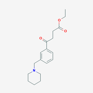 molecular formula C18H25NO3 B1325668 Ethyl 4-oxo-4-[3-(piperidinomethyl)phenyl]butyrate CAS No. 898793-74-3