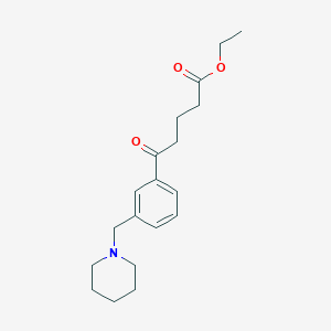 molecular formula C19H27NO3 B1325669 Ethyl 5-oxo-5-[3-(piperidinomethyl)phenyl]valerate CAS No. 898793-77-6