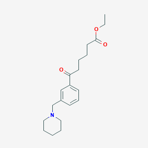 molecular formula C20H29NO3 B1325670 Ethyl 6-oxo-6-[3-(piperidinomethyl)phenyl]hexanoate CAS No. 898793-80-1