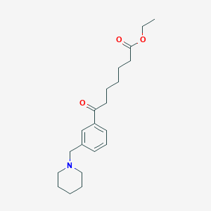 molecular formula C21H31NO3 B1325671 Ethyl 7-oxo-7-[3-(piperidinomethyl)phenyl]heptanoate CAS No. 898793-83-4