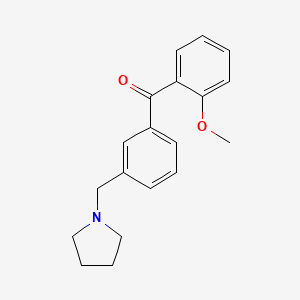 molecular formula C19H21NO2 B1325673 2-Methoxy-3'-pyrrolidinomethyl benzophenone CAS No. 898794-00-8
