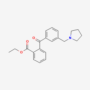 molecular formula C21H23NO3 B1325676 2-Carboethoxy-3'-pyrrolidinomethyl benzophenone CAS No. 898794-18-8