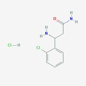 molecular formula C9H12Cl2N2O B13256767 3-Amino-3-(2-chlorophenyl)propanamide hydrochloride 