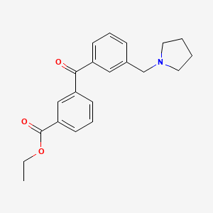 molecular formula C21H23NO3 B1325677 3-Carboethoxy-3'-pyrrolidinomethyl benzophenone CAS No. 898770-04-2
