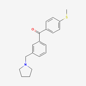 molecular formula C19H21NOS B1325679 3-Pyrrolidinomethyl-4'-thiomethylbenzophenone CAS No. 898770-13-3