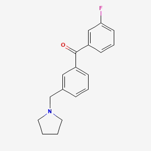 molecular formula C18H18FNO B1325680 3-Fluoro-3'-pyrrolidinomethyl benzophenone CAS No. 898770-28-0