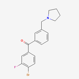 molecular formula C18H17BrFNO B1325682 4-溴-3-氟-3'-吡咯烷基甲基苯甲酮 CAS No. 898770-52-0