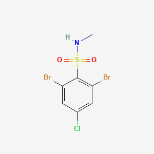 molecular formula C7H6Br2ClNO2S B13256822 2,6-Dibromo-4-chloro-N-methylbenzene-1-sulfonamide 