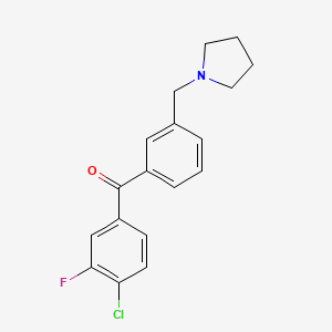 molecular formula C18H17ClFNO B1325683 4-Chloro-3-fluoro-3'-pyrrolidinomethyl benzophenone CAS No. 898770-54-2