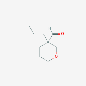 molecular formula C9H16O2 B13256846 3-Propyloxane-3-carbaldehyde 