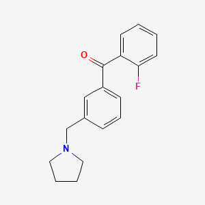 molecular formula C18H18FNO B1325685 2-Fluoro-3'-pyrrolidinomethyl benzophenone CAS No. 898770-60-0