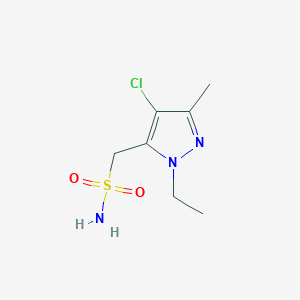 molecular formula C7H12ClN3O2S B13256851 (4-chloro-1-ethyl-3-methyl-1H-pyrazol-5-yl)methanesulfonamide 
