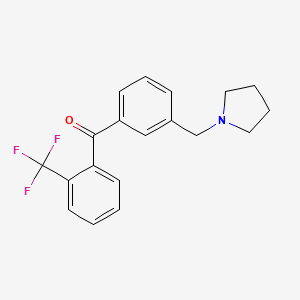 molecular formula C19H18F3NO B1325686 3'-Pyrrolidinomethyl-2-trifluoromethylbenzophenone CAS No. 898770-62-2