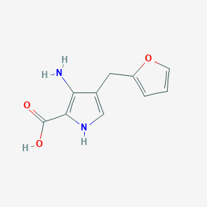 molecular formula C10H10N2O3 B13256860 3-amino-4-(furan-2-ylmethyl)-1H-pyrrole-2-carboxylic acid CAS No. 1306606-32-5