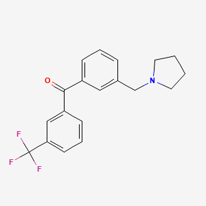 molecular formula C19H18F3NO B1325687 3'-Pyrrolidinomethyl-3-trifluoromethylbenzophenone CAS No. 898770-64-4