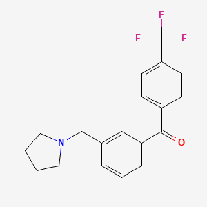molecular formula C19H18F3NO B1325688 3-Pyrrolidinomethyl-4'-trifluoromethylbenzophenone CAS No. 898770-66-6