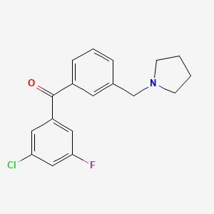 B1325691 3-Chloro-5-fluoro-3'-pyrrolidinomethyl benzophenone CAS No. 898770-72-4