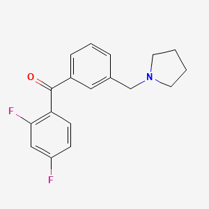 molecular formula C18H17F2NO B1325693 2,4-二氟-3'-吡咯烷甲基二苯甲酮 CAS No. 898770-86-0