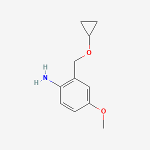 molecular formula C11H15NO2 B13256945 2-(Cyclopropoxymethyl)-4-methoxyaniline 
