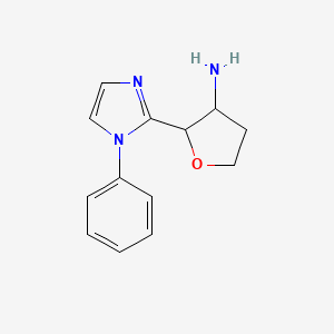 molecular formula C13H15N3O B13256947 2-(1-Phenyl-1H-imidazol-2-yl)oxolan-3-amine 