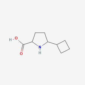 molecular formula C9H15NO2 B13256958 5-Cyclobutylpyrrolidine-2-carboxylic acid 