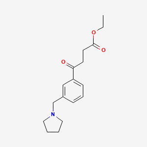 molecular formula C17H23NO3 B1325699 Ethyl 4-oxo-4-[3-(pyrrolidinomethyl)phenyl]butyrate CAS No. 898771-02-3