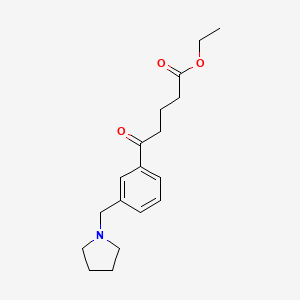 molecular formula C18H25NO3 B1325700 Ethyl 5-oxo-5-[3-(pyrrolidinomethyl)phenyl]valerate CAS No. 898771-04-5