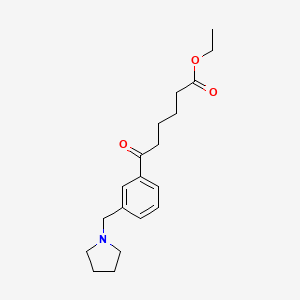 molecular formula C19H27NO3 B1325701 Ethyl 6-oxo-6-[3-(pyrrolidinomethyl)phenyl]hexanoate CAS No. 898771-07-8