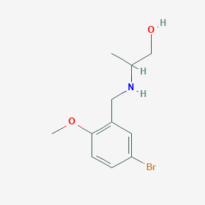 molecular formula C11H16BrNO2 B13257015 2-{[(5-Bromo-2-methoxyphenyl)methyl]amino}propan-1-ol 