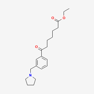 molecular formula C20H29NO3 B1325702 Ethyl 7-oxo-7-[3-(pyrrolidinomethyl)phenyl]heptanoate CAS No. 898771-10-3