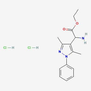 molecular formula C15H21Cl2N3O2 B13257047 ethyl 2-amino-2-(3,5-dimethyl-1-phenyl-1H-pyrazol-4-yl)acetate dihydrochloride 