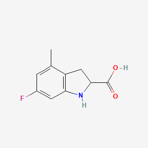molecular formula C10H10FNO2 B13257087 6-Fluoro-4-methyl-2,3-dihydro-1H-indole-2-carboxylic acid 