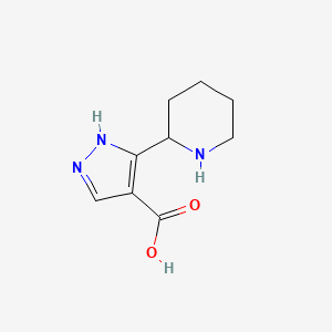 molecular formula C9H13N3O2 B13257092 3-(Piperidin-2-yl)-1H-pyrazole-4-carboxylicacid 