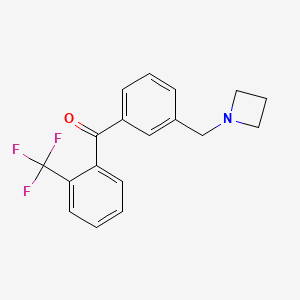 molecular formula C18H16F3NO B1325710 3'-氮杂环丁基甲基-2-三氟甲基二苯甲酮 CAS No. 898771-91-0
