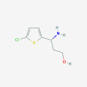 molecular formula C7H10ClNOS B13257198 (3R)-3-Amino-3-(5-chloro(2-thienyl))propan-1-OL 