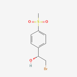 molecular formula C9H11BrO3S B13257276 (1R)-2-bromo-1-(4-methanesulfonylphenyl)ethan-1-ol 