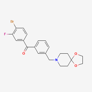 molecular formula C21H21BrFNO3 B1325730 4'-溴-3-[1,4-二氧杂-8-氮杂螺[4.5]癸-8-基甲基]-3'-氟二苯甲酮 CAS No. 898761-93-8
