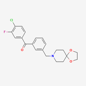 molecular formula C21H21ClFNO3 B1325731 4-Chloro-3'-[1,4-dioxa-8-azaspiro[4.5]decan-8-ylmethyl]-3-fluorobenzophenone CAS No. 898761-95-0