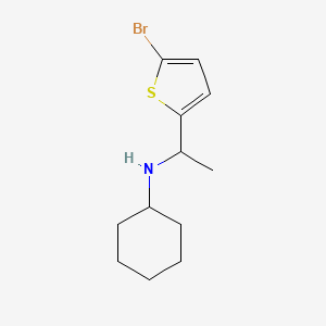 molecular formula C12H18BrNS B13257313 N-[1-(5-Bromothiophen-2-yl)ethyl]cyclohexanamine 