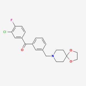 molecular formula C21H21ClFNO3 B1325732 3-Chloro-3'-[1,4-dioxa-8-azaspiro[4.5]decan-8-ylmethyl]-4-fluorobenzophenone CAS No. 898761-97-2