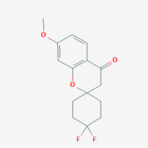 molecular formula C15H16F2O3 B13257323 4',4'-Difluoro-7-methoxy-3,4-dihydrospiro[1-benzopyran-2,1'-cyclohexane]-4-one 