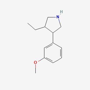 molecular formula C13H19NO B13257329 3-Ethyl-4-(3-methoxyphenyl)pyrrolidine 