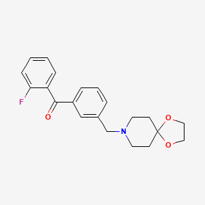 molecular formula C21H22FNO3 B1325733 3'-[1,4-Dioxa-8-azaspiro[4.5]decan-8-ylmethyl]-2-fluorobenzophenone CAS No. 898762-01-1