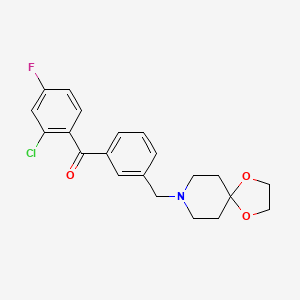 molecular formula C21H21ClFNO3 B1325735 2-Chloro-3'-[1,4-dioxa-8-azaspiro[4.5]decan-8-ylmethyl]-4-fluorobenzophenone CAS No. 898762-11-3