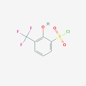 molecular formula C7H4ClF3O3S B13257394 2-Hydroxy-3-(trifluoromethyl)benzene-1-sulfonyl chloride 